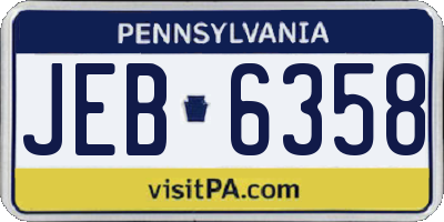 PA license plate JEB6358