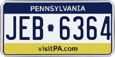 PA license plate JEB6364
