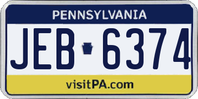 PA license plate JEB6374