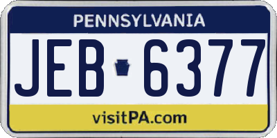PA license plate JEB6377