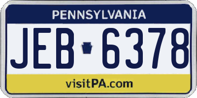 PA license plate JEB6378