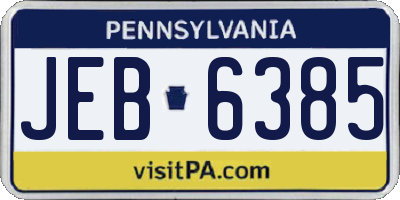 PA license plate JEB6385