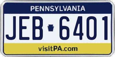 PA license plate JEB6401