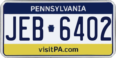 PA license plate JEB6402