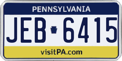 PA license plate JEB6415