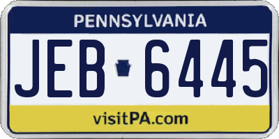PA license plate JEB6445