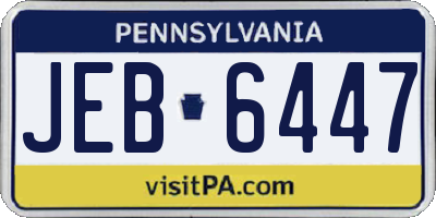 PA license plate JEB6447