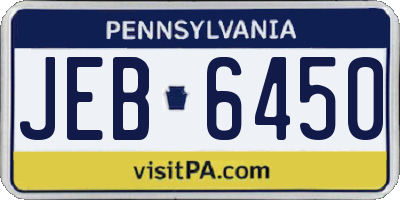 PA license plate JEB6450