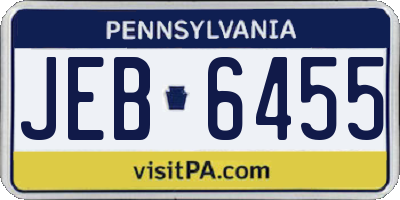 PA license plate JEB6455