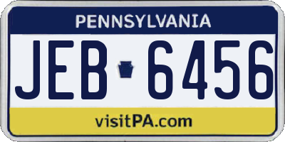 PA license plate JEB6456
