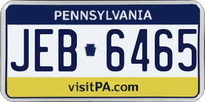 PA license plate JEB6465