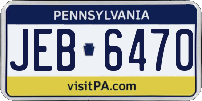PA license plate JEB6470