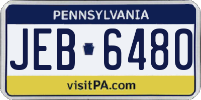 PA license plate JEB6480
