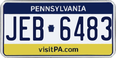 PA license plate JEB6483