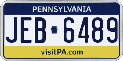 PA license plate JEB6489