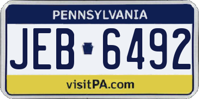 PA license plate JEB6492