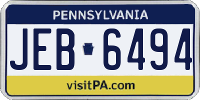 PA license plate JEB6494