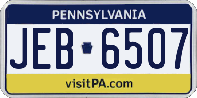 PA license plate JEB6507