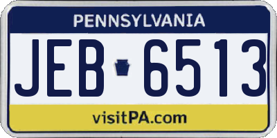 PA license plate JEB6513