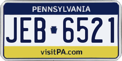 PA license plate JEB6521