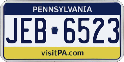 PA license plate JEB6523