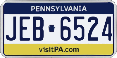 PA license plate JEB6524
