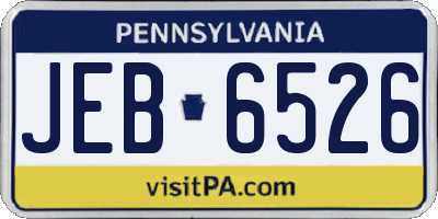 PA license plate JEB6526