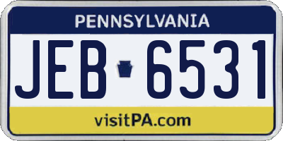 PA license plate JEB6531
