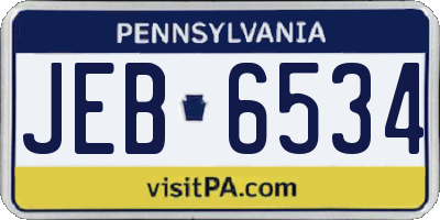 PA license plate JEB6534