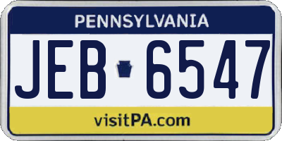 PA license plate JEB6547