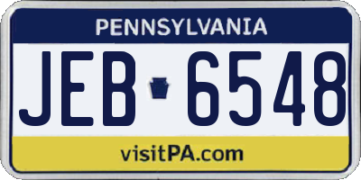 PA license plate JEB6548