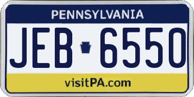 PA license plate JEB6550