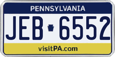 PA license plate JEB6552