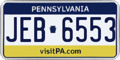 PA license plate JEB6553
