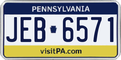 PA license plate JEB6571