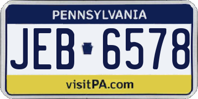 PA license plate JEB6578