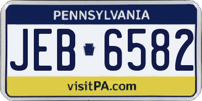 PA license plate JEB6582