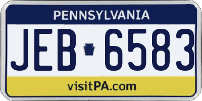 PA license plate JEB6583