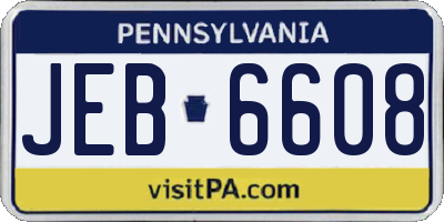 PA license plate JEB6608