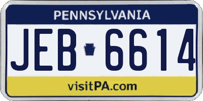 PA license plate JEB6614