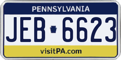 PA license plate JEB6623