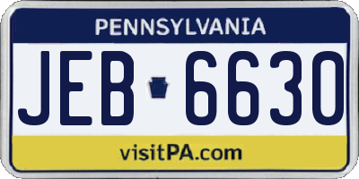 PA license plate JEB6630