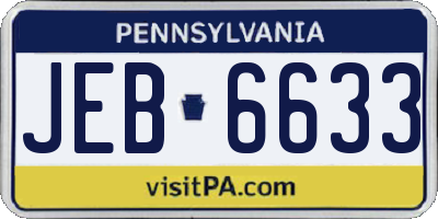 PA license plate JEB6633
