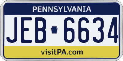 PA license plate JEB6634