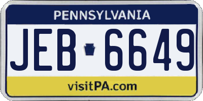 PA license plate JEB6649
