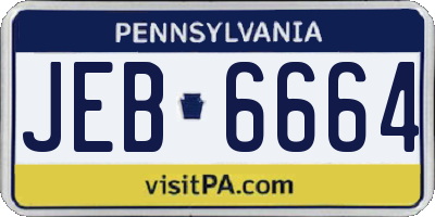 PA license plate JEB6664