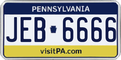 PA license plate JEB6666
