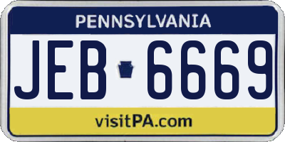 PA license plate JEB6669