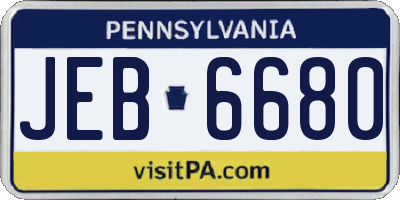PA license plate JEB6680