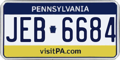 PA license plate JEB6684